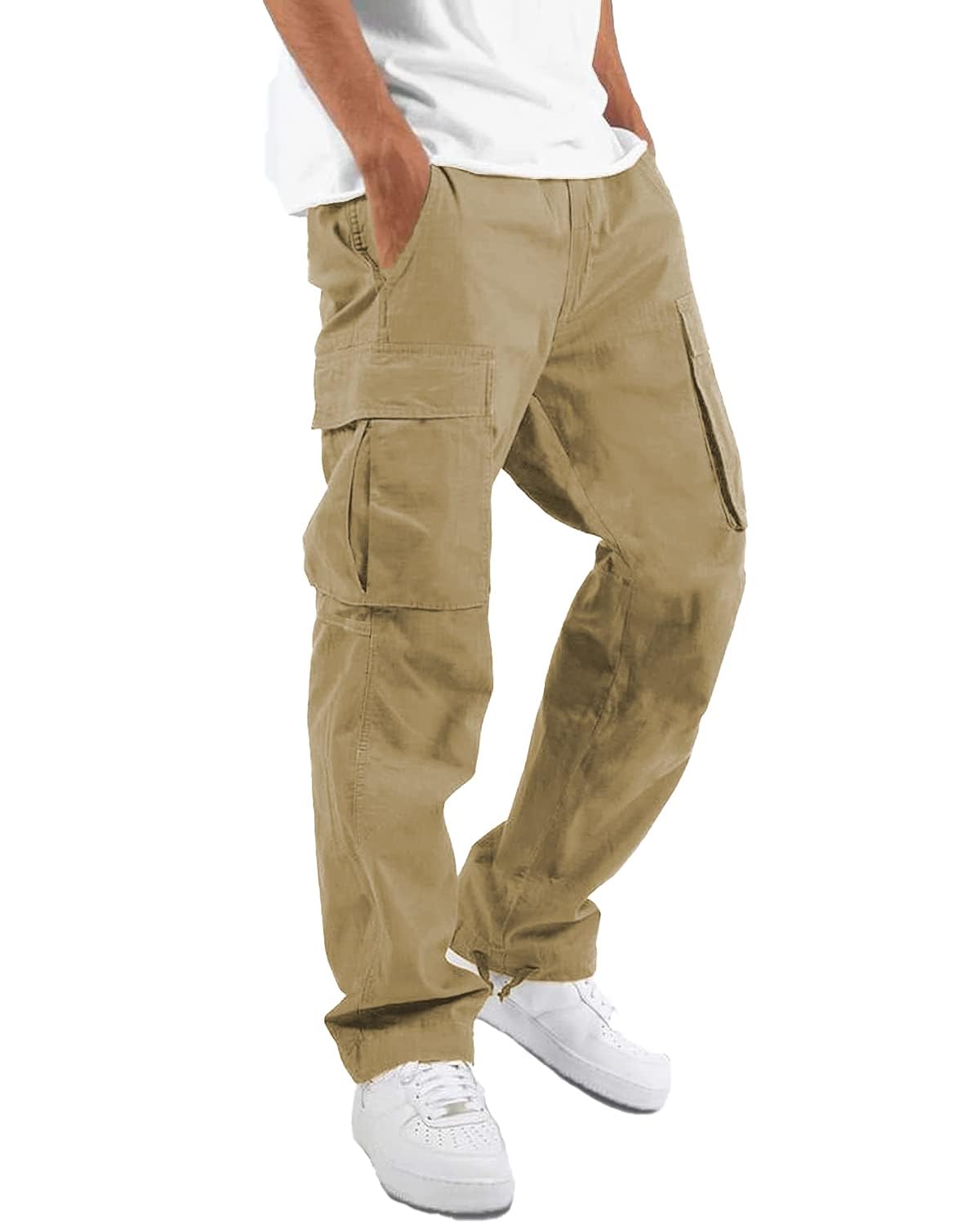 LYRXXX Men's Casual Cargo Pants Hiking Pants Workout Joggers Sweatpants for Men